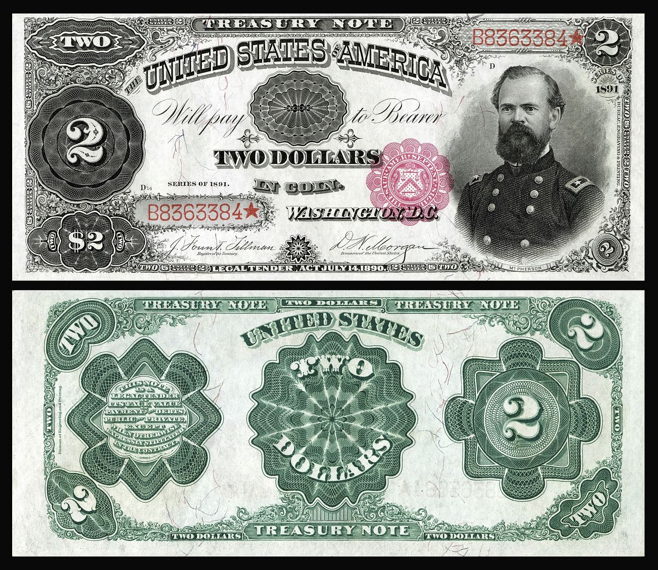 A Series 1891 $2 Treasury